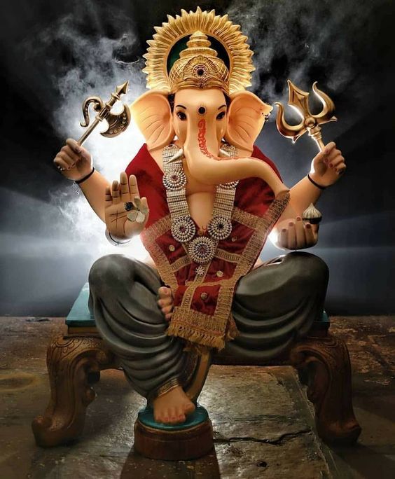 Generative AI on statue of Lord Ganesha , Ganesha Festival. Hindu religion  and Indian celebration of Diwali festival concept on dark, red, yellow  background and copy space 23539065 Stock Photo at Vecteezy