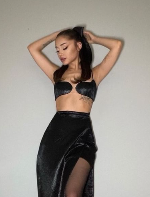 On Her Brother Wedding Ariana Grande Dressed Up In A Crop Top And High Leg Slit Skirt