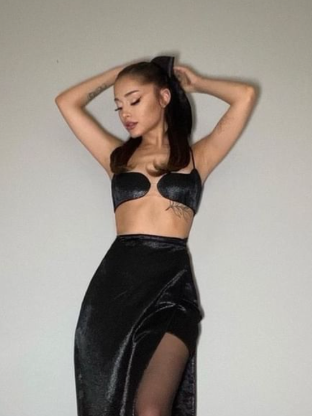Ariana Grande Dressed Up In A Crop Top And High Leg Slit Skirt On Her Brother Wedding